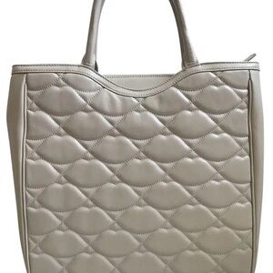 Lulu Guinness Lip-Quilt Tote in Pale Gray